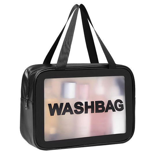 Toiletry Bag for Women Men, Sibba Large Storage Makeup Bags Waterproof Transparent Cosmetic Gags, Zipper Toiletry Organizer Storage Handbag Travel Accessory(Black)