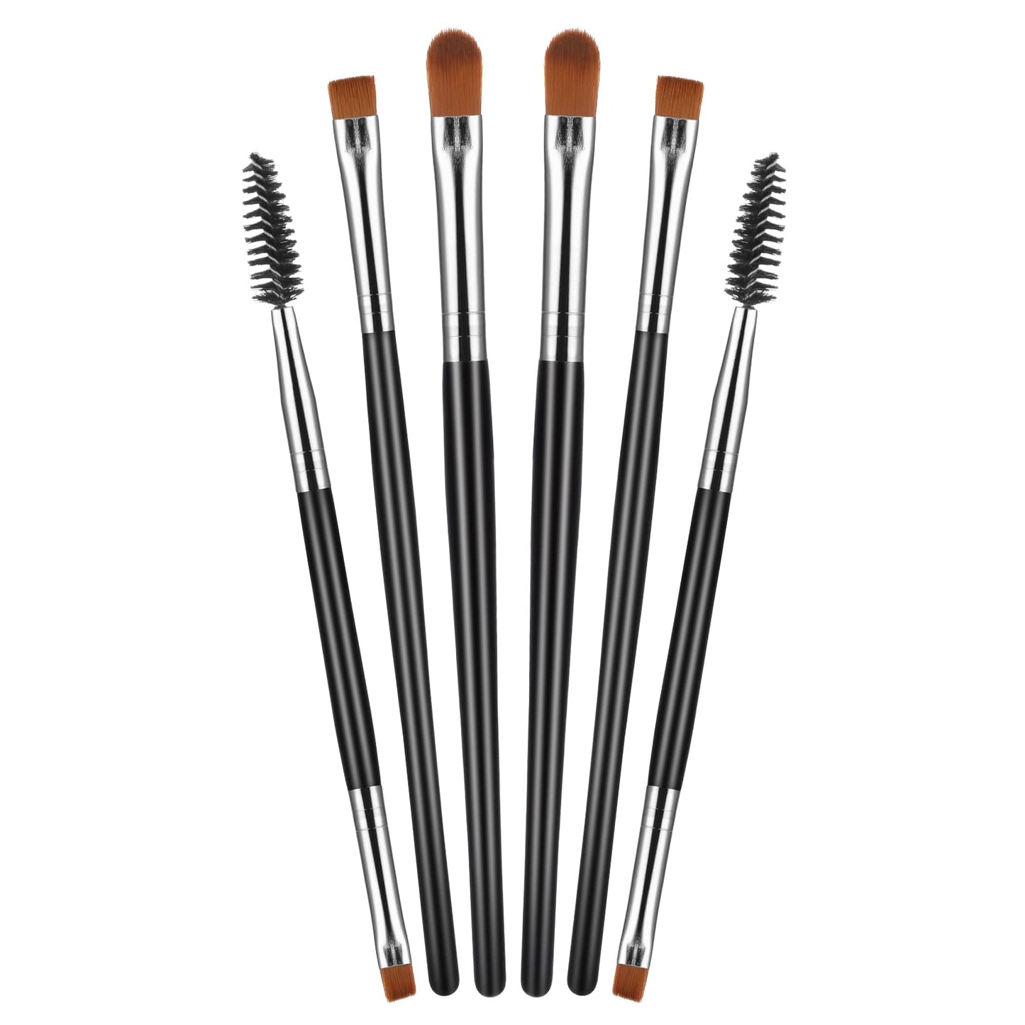 Sibba 6Pcs Eyeshadow Brush Set Double Head Eyebrow Brush Angled Eye Makeup Brushes for Eyeshadow Applicator Blending Foundation Concealer, Eyebrow, Eyeliner