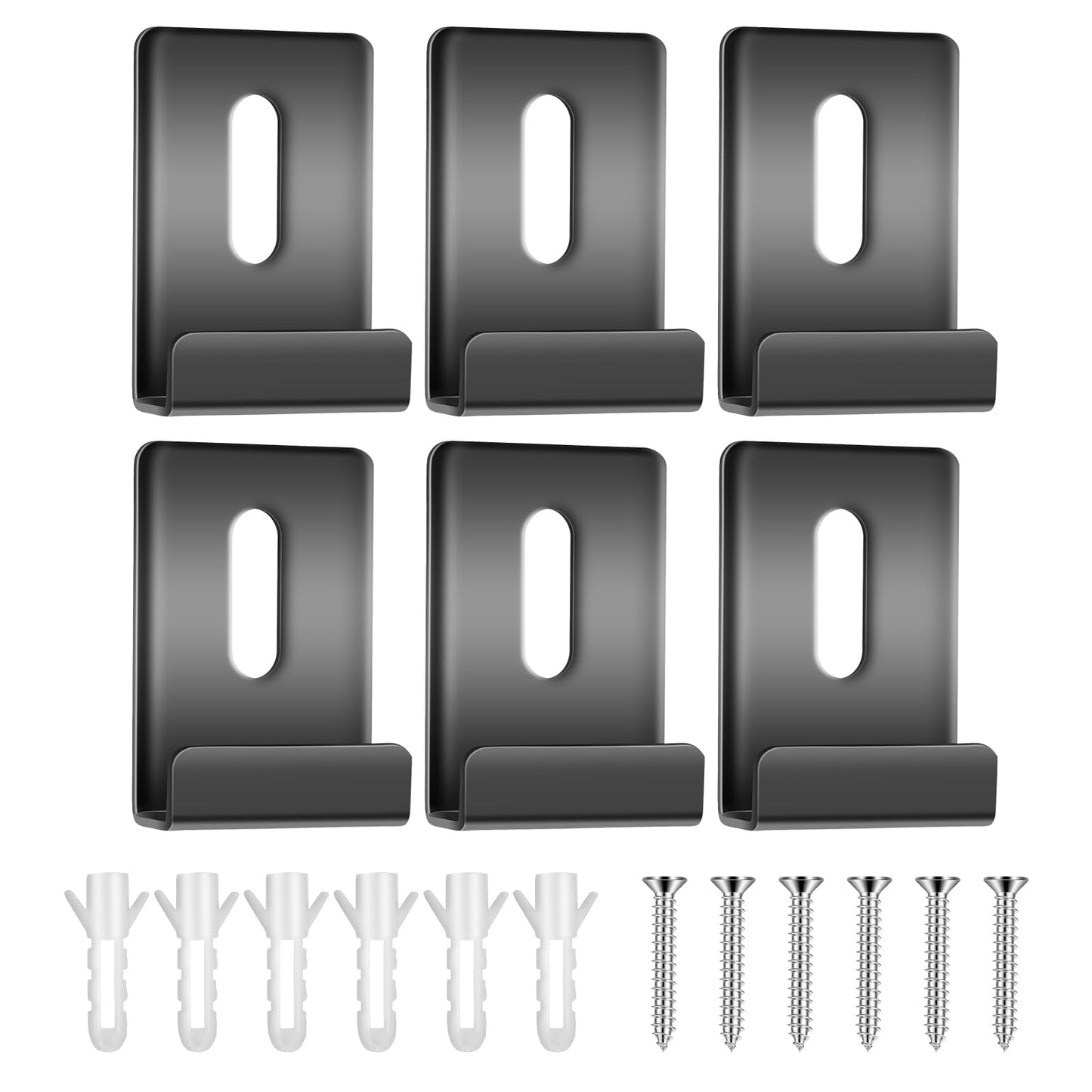 Sibba Metal Mirror Clips 6 Pcs Wide Channel Picture Hanger Kit Large Heavy Retainer Holder Hanging Set with Screw Hardware Frameless Bracket Grips Home Décor Products J Shaped Hooks