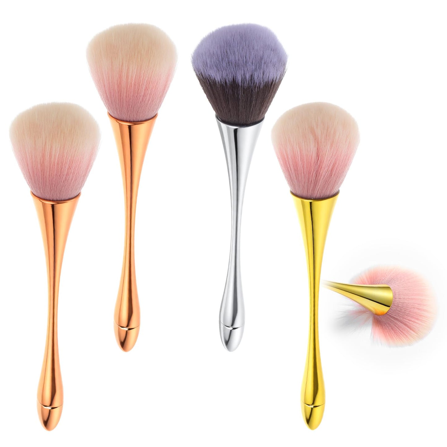 Hpmjz 4 Pcs Super Large Mineral Powder Brush Soft Bronzer Makeup Brushes Large Fluffy Powder Brush Professional Foundation Brushes for Daily Coverage Loose Blending Buffing Clean Up Nail