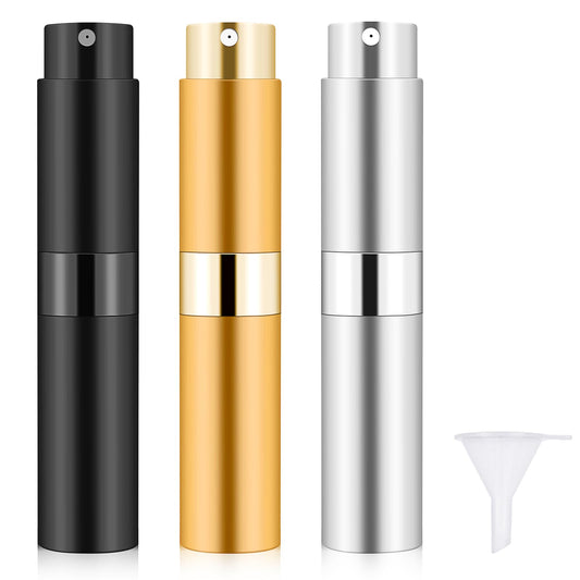 3Pcs Perfume Atomizer Bottles Small Portable Refillable Spray Bottle Practical Empty Fragrance Bottles Sprayer Container Mini Twist Type Perfume Dispenser for Traveling and Outgoing Accessories