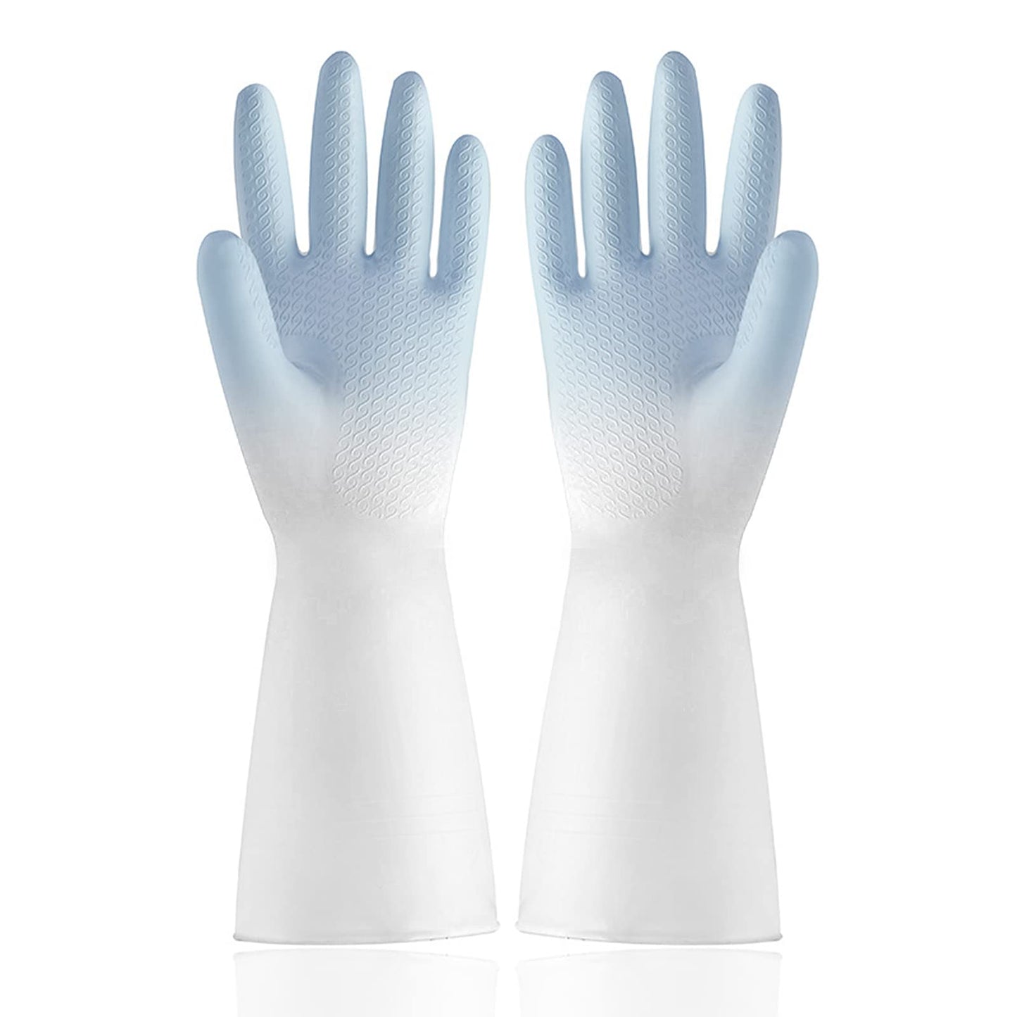 Sibba 1 Pairs Long Rubber Gloves Cleaning Dishwashing Kitchen Dish Waterproof Non-Slip Reusable For Washing Dishes Cooking Household Hand Dishwasher Home Bathroom Garden(blue)