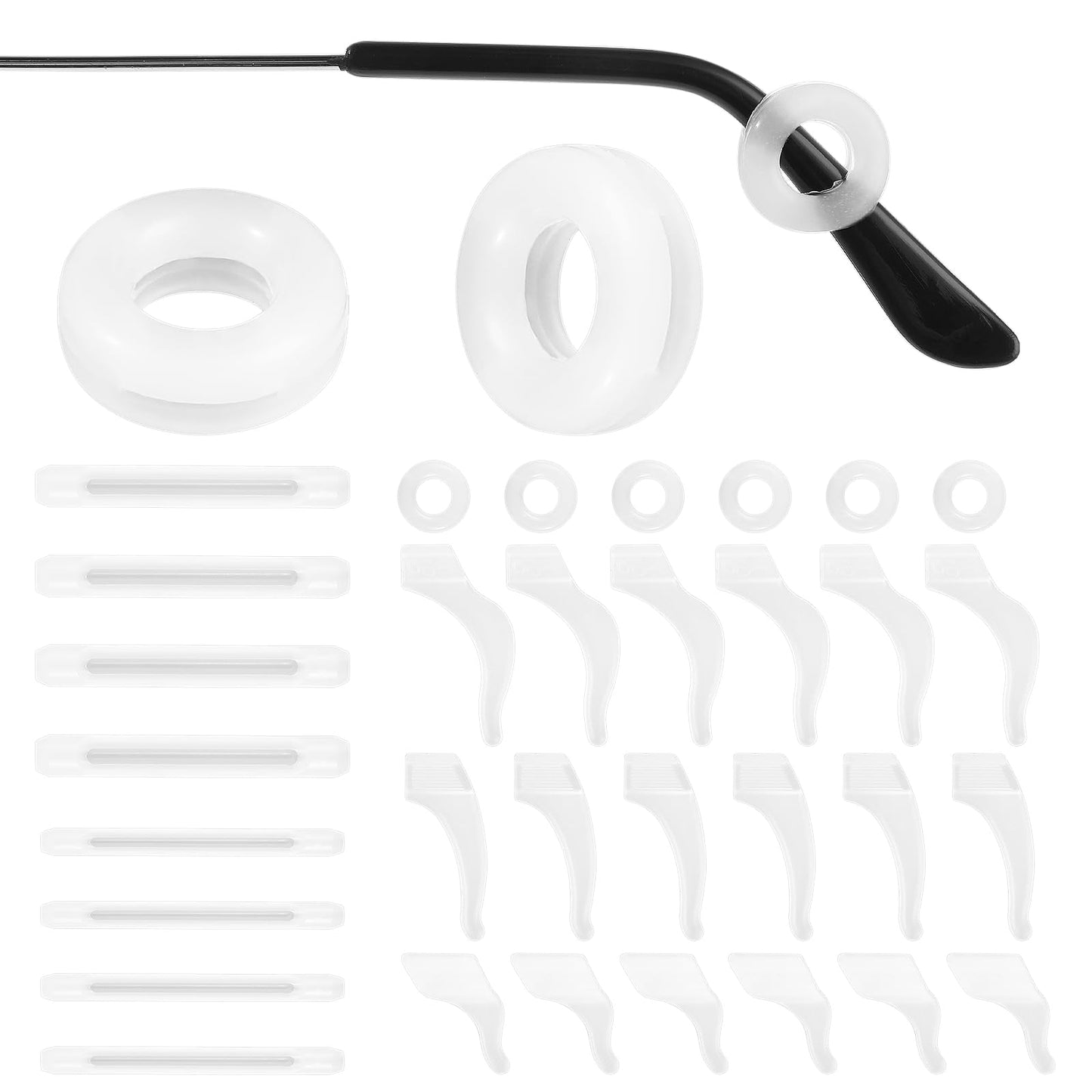 Sibba Silicone Eyewear Retainer 16 Pairs, Soft Anti Slip Ear Hooks for Reading Glasses, Sunglasses (White)