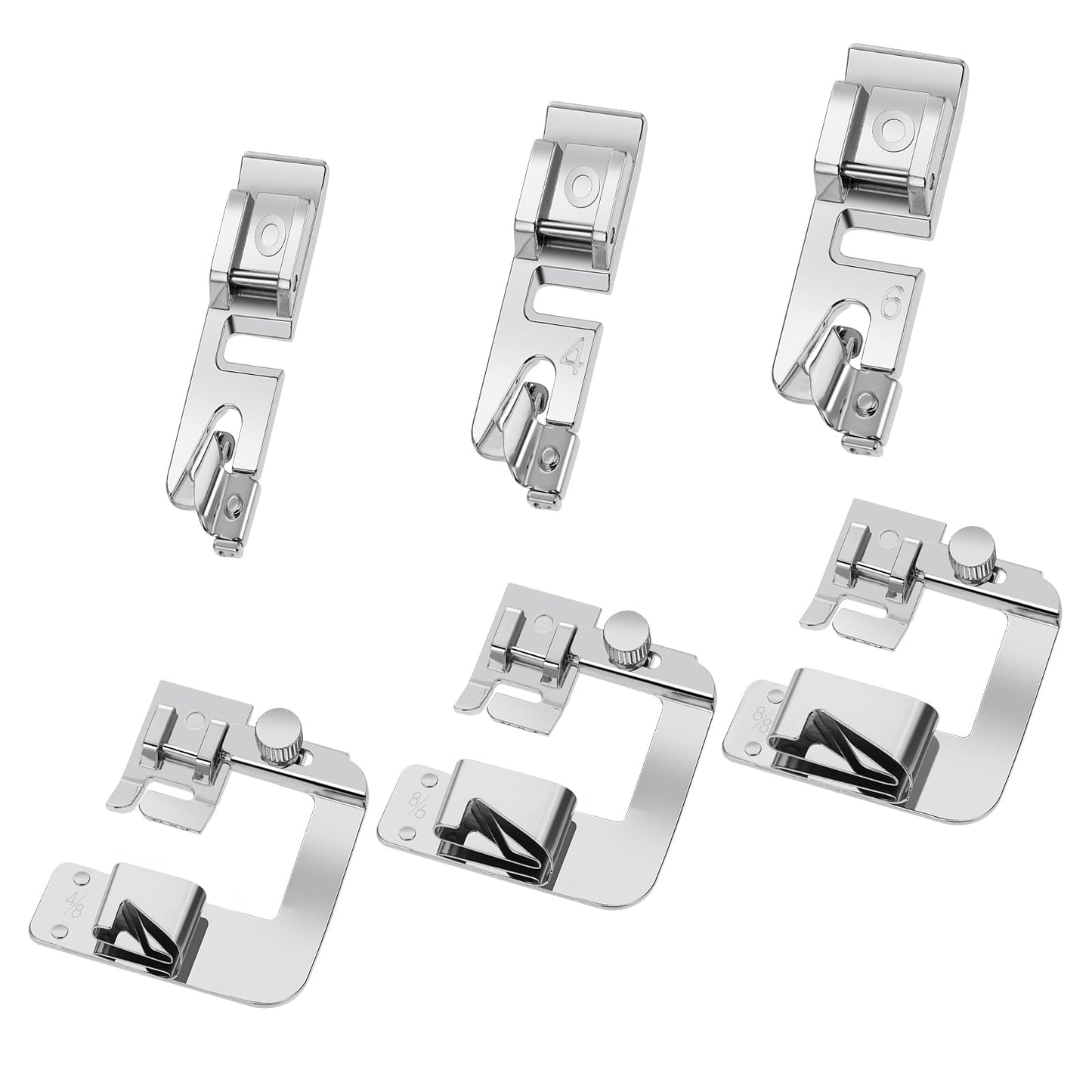 6 Sizes Rolled Hem Sewing Machine Presser Foot, Wide Rolled Hem Foot Set and Narrow Hemmer Foot Set for Low Shank Snap-On Singer, Brother, Janome, Kenmore, White, Etc Sewing Machines
