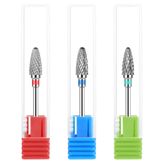 Dimeho 3 Pack Nail Drill Bits Set Professional Cuticle Remover Tungsten Electric Nail File Bit Nail Art Shapen Remove Tool Replacement Accessories for Manicure Pedicure Home Salon