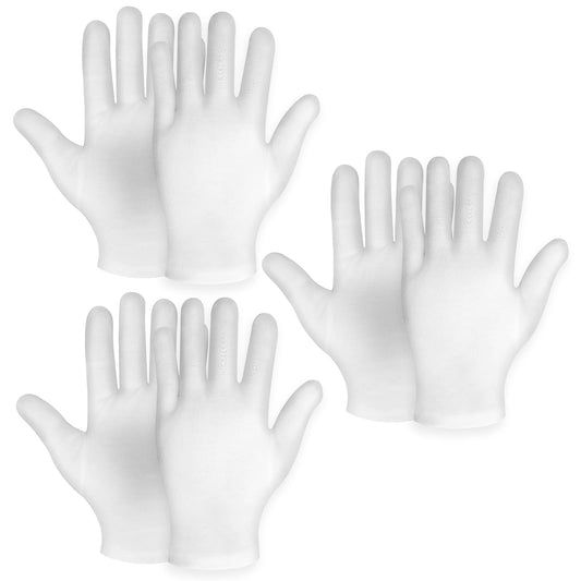 Sibba 3 Pairs Moisturizing Gloves White Cotton Gloves Overnight Bedtime Heal Eczema Sleeping Lotion Hand Spa Treatment Gloves Repair Rough Cracked Dry Chapped Hands Skin