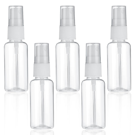 Sibba 5Pcs Spray Bottles, 30ML Mini Travel Spray Bottles, Refillable Fine Mist Sprayer Bottle, Transparent Plastic Atomiser for Essential Oil, Cosmetic, Perfume