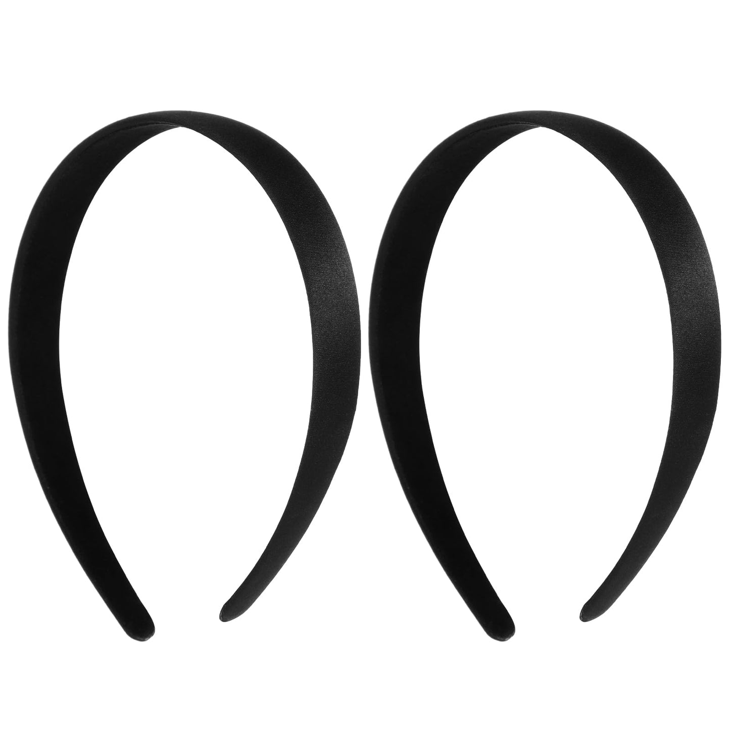 2Pcs Headbands for Women Girls Satin Black Headband Women Plain Wide Hair Band Hoops Elastic Solid Hairband Accessories for Mothers Sisters Cosplay Holiday Halloween DIY(Width 2cm)