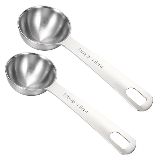 2Pcs Measuring Spoons Heavy Duty Stainless Steel Measuring Spoons Small Tablespoon with Metric US Measurements Metal Teaspoon for Spice Jar Measuring Dry Liquid Ingredients