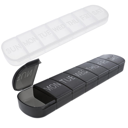 Dimeho 2 PCS Pills Organizer Extra Large Pill Box Weekly 7 Day Organizer Daily Pills Case Box Portable Travel Medicines Containers with Large Capacity Compartments for Supplements Fish Oil