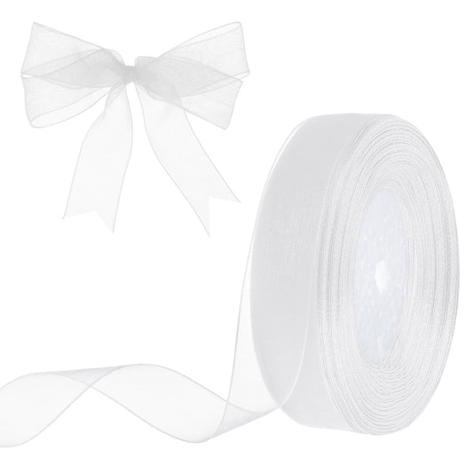 Sibba Sheer Ribbon Chiffon Ribbon Lace Gift Wrap Ribbons Present Ribbon Stationery Supplies Satin Ribbon for Mother's Day Wedding Bouquet Crafts Birthday(White)