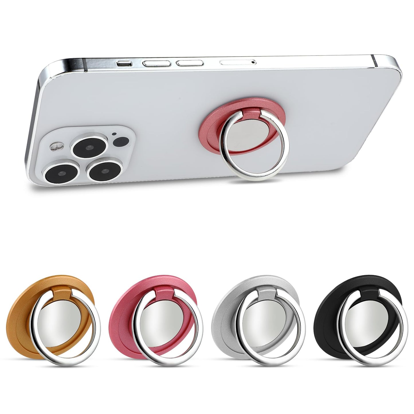 Sibba 4 Pack Cell Phone Ring Holder for Magnetic Car Mount 360 Degree Rotation Adjustable Kickstand Metal Ring Grip Finger Ring Cellphone Stand Loop Universal Compatible Various Smartphones Phone Case
