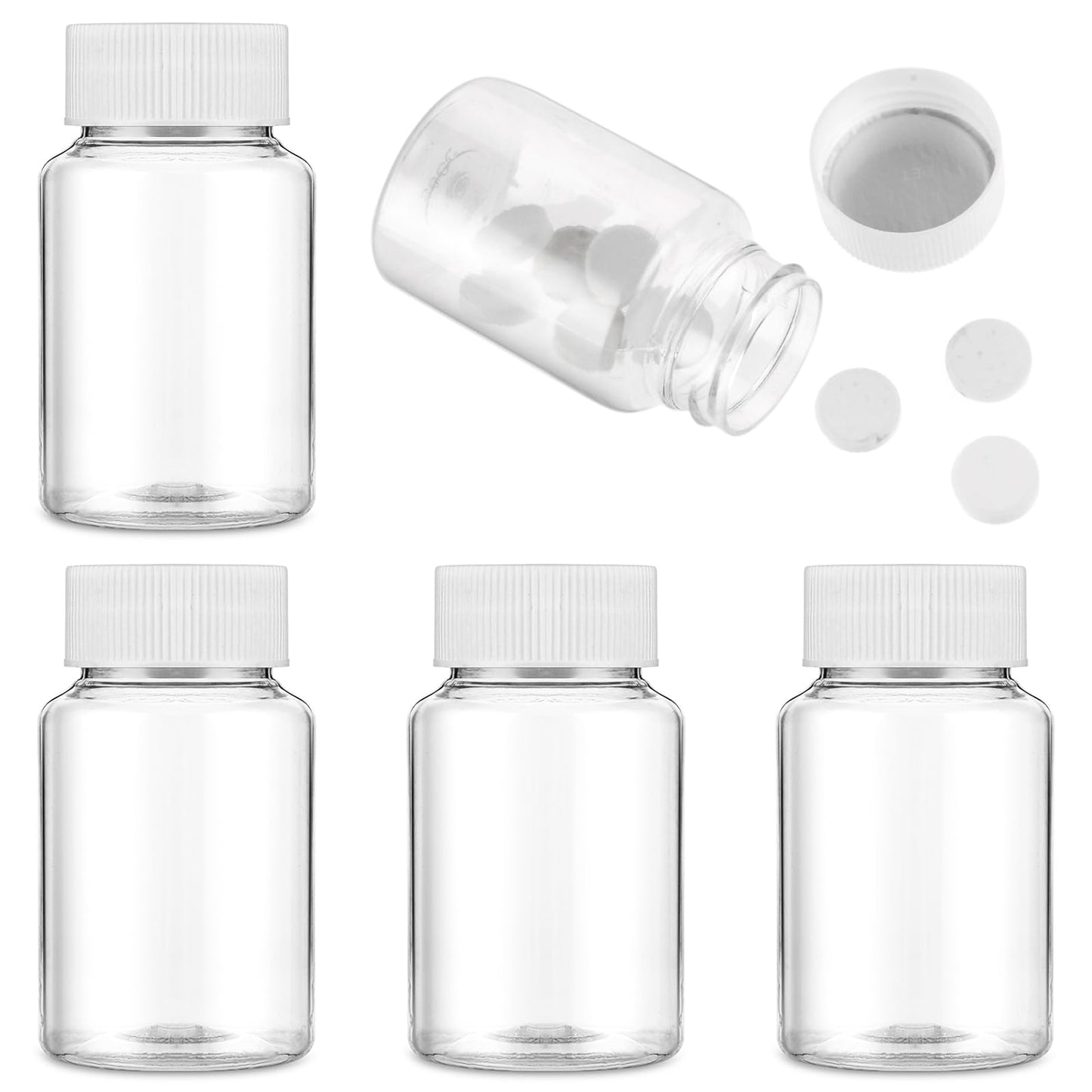 4 PCS Clear Pill Bottle Plastic Medicine Bottle Empty Reagent Bottle Pill Cases Dispenser Organizers Storing Fish Oil Vitamin Medication 80ML