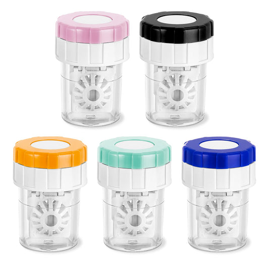 Sibba 5 Pcs Contact Lens Cases Manually Contact Lens Washer Cleaner Portable Rotation Contact Lens Cleaning Container for Everyday