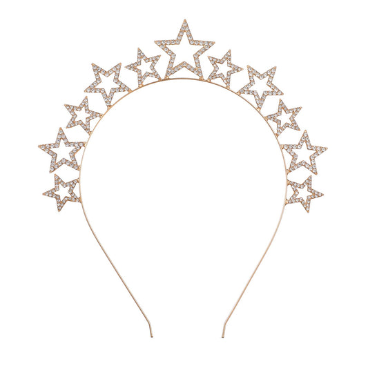 Sibba Star Headbands for Women Girls, Shinny Crystal Bridal Rhinestone Hairbands Cute Party Headpiece Crown Hair Accessories Wedding Hair Hoop Holiday Party Tiara Headwear Head Band (Gold)