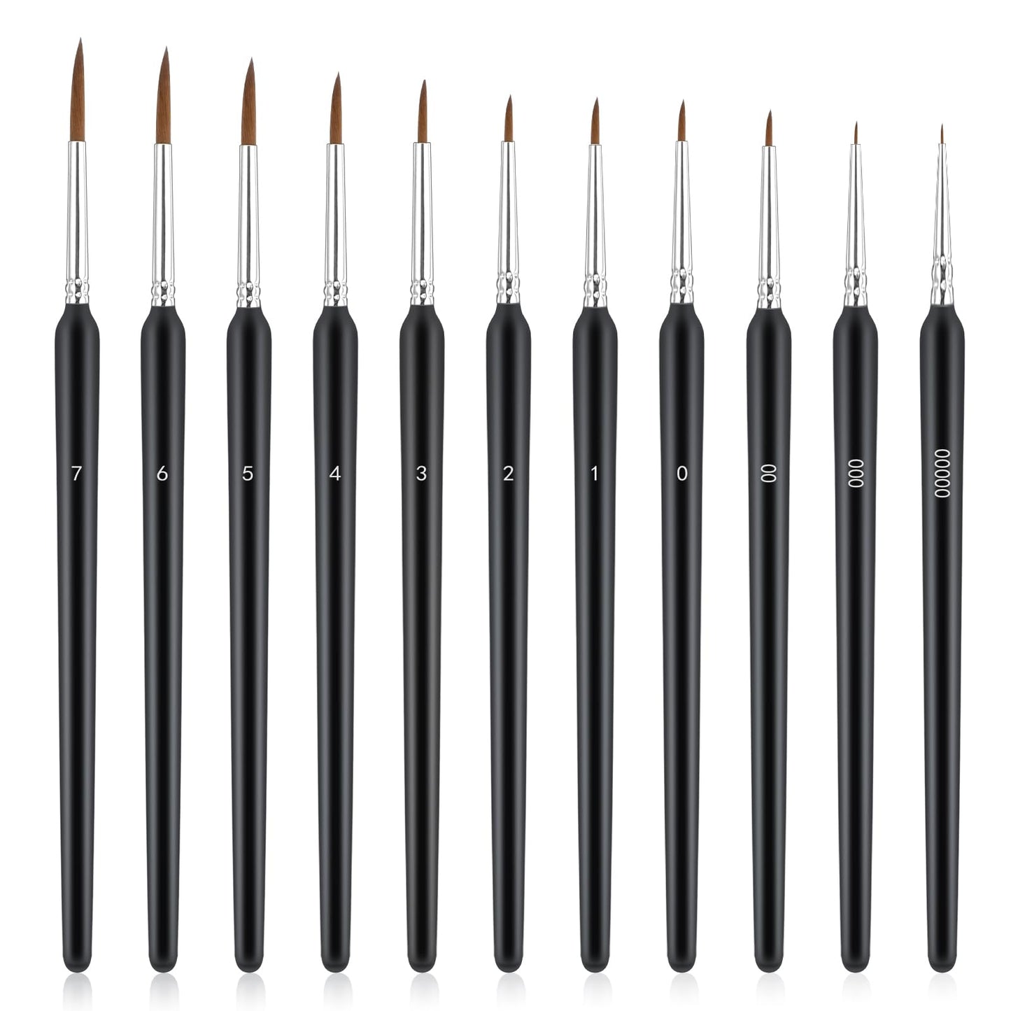 COMNICO 11 Piece Miniature Detail Paint Brush Set Round Small Model Nylon Hair Paint Brushes with Natural Wood Handle Thin Tiny Paint Brushes for Fine Detailing Miniature Art Painting