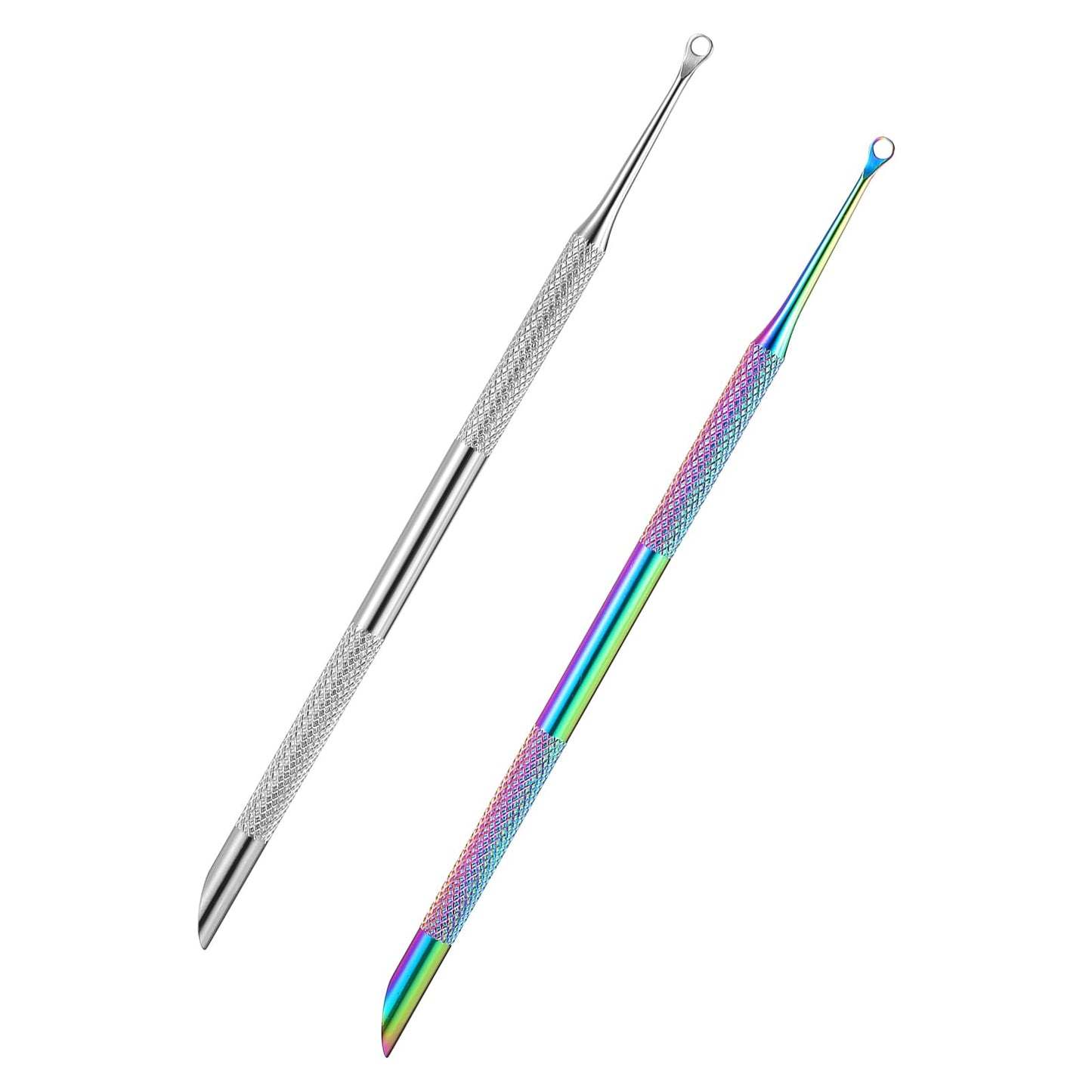 2PCS Dual Ended Cuticle Remover Pre-treatment Cuticle Pusher Women Cuticles Pusher Stainless Steel Nail Dirt Cleaner Tool For Salon Home Fingernails Toenails Manicure Pedicure Nail Art Care Tools