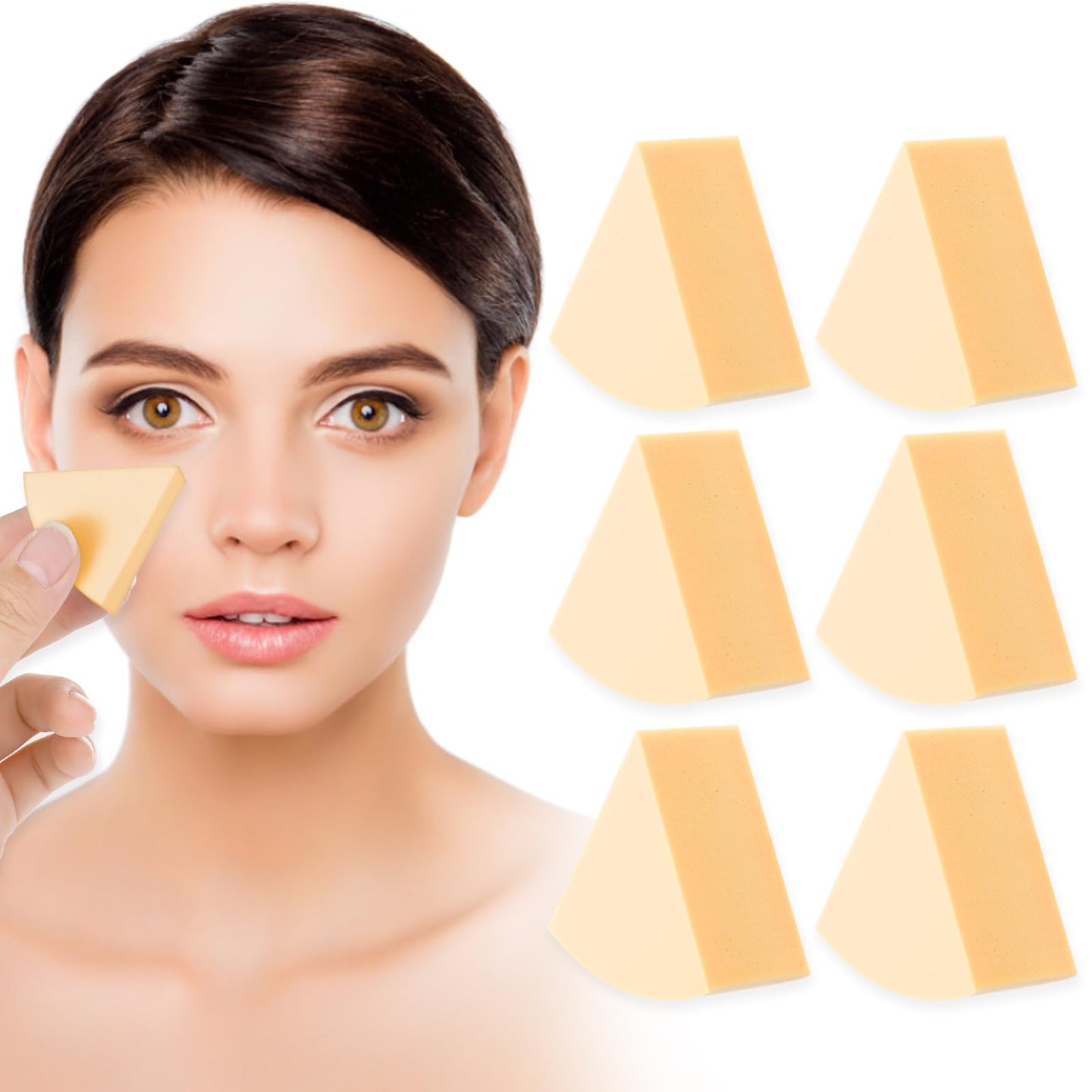 Sibba Makeup Sponge 6 PCS Sponges For Foundation Make Up Face Cosmetic Blending Applicator Mini Coverage Beauty Blender Small Eye Eyeshadow Pad Nail Painting Set Precision Application(skin color)