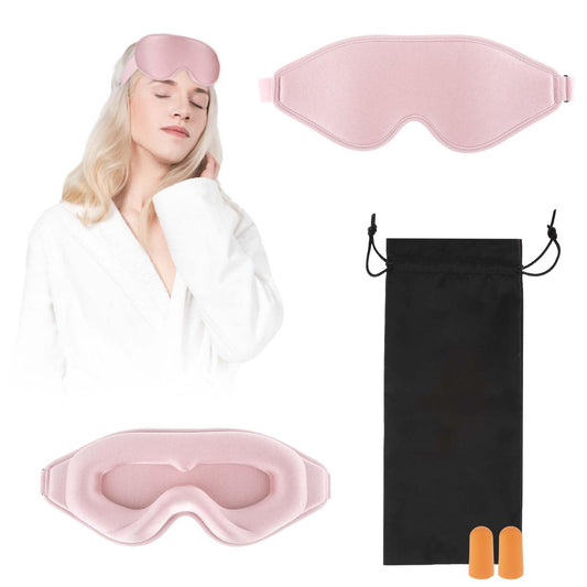 Sibba Eye Mask for Sleeping 3D Contoured Cup Sleep Eye Mask Blackout Eye Shade Adjustable Strap Eye Cover Night Eye Sleeping Mask Covering Blindfold Mask Fit Lash Extensions Travel Yoga Nap (Pink)