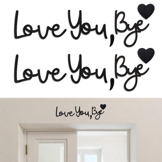 Wanmu Love You Bye Wood Sign Above Door, Love You Bye Sign Above Hallway Door Boho Decor, Wall Hanging Signs, Warm Family Wall Art Modern Wood Decoration with Glue Point for Valentine Gift (Black）