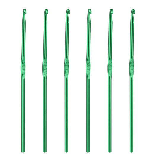 Dimeho 6 Pcs Aluminum Crochet Hook, Crochet Hook Set 4 mm US Size G (Size 6) Knitting Needles for DIY Craft Yarn, Crochet Needles for Knitting Scarf, Blankets & Rugs Women Adults Beginners (Green)