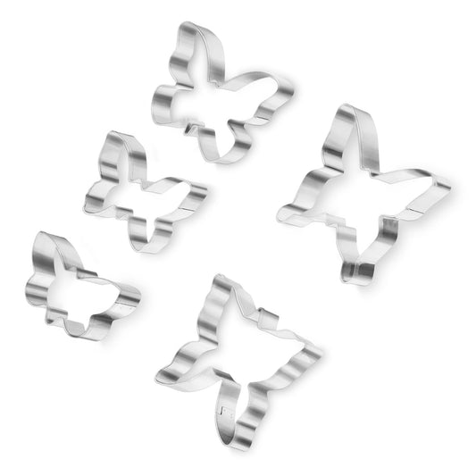 5 PCS Butterfly Cookie Cutter Set, 5 Sizes Butterfly Fondant Biscui Cutters Mini Stainless Steel Cookie Cutter Butterfly Biscuit Treats Cutter for DIY Baking Cake Craft Pastry Baking Tray Decoration