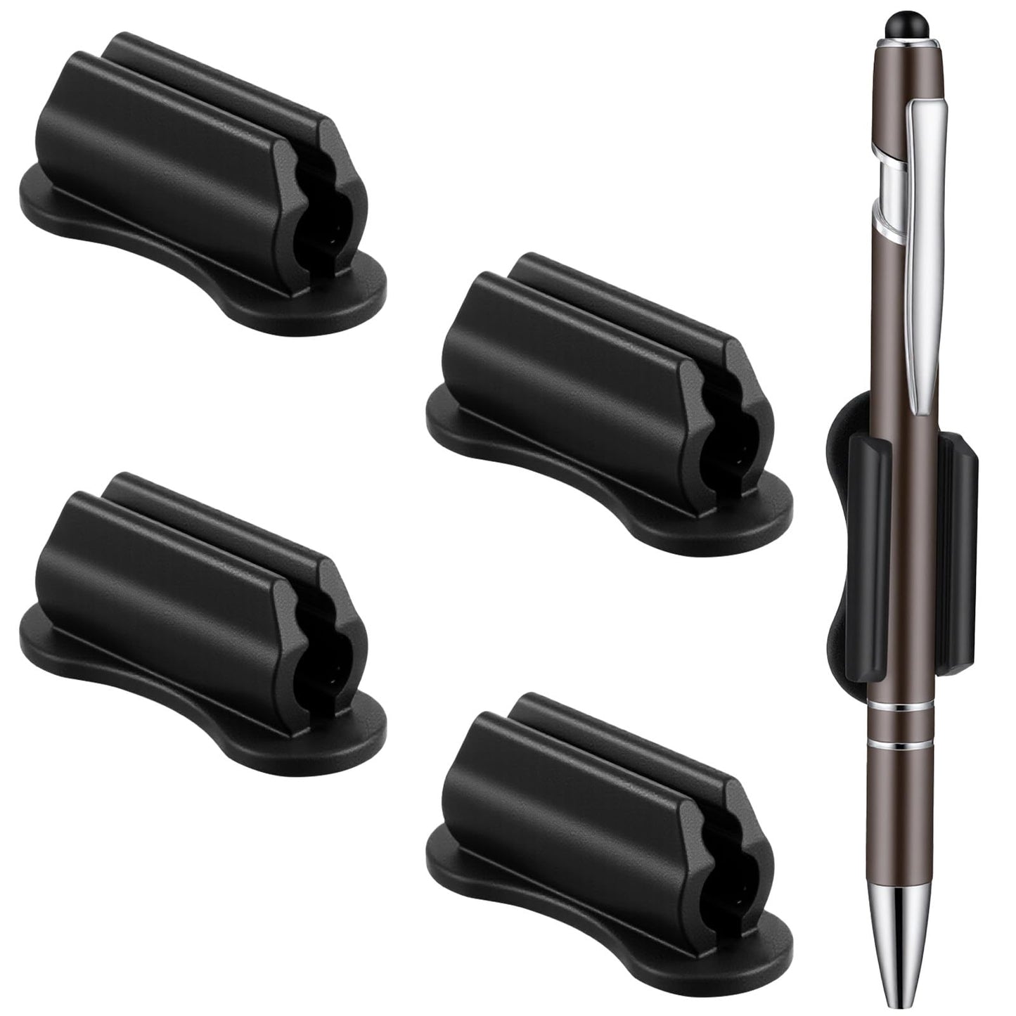 Qianyu Pack of 4 Adhesive Pen Holders for Wall and Desk Silicone Pen Holder Self-Adhesive Marker Holder Desk Accessories Small Art Supplies Accessories for Clipboards Office Classroom Z