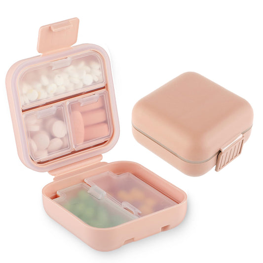 Sibba Daily Pill Organizer, 5 Compartments Portable Moisture Proof Small Pill Case Medicine Box, Pill Container for Pocket, Vitamin Fish Oil Holder Container for Camping Travel Vacation