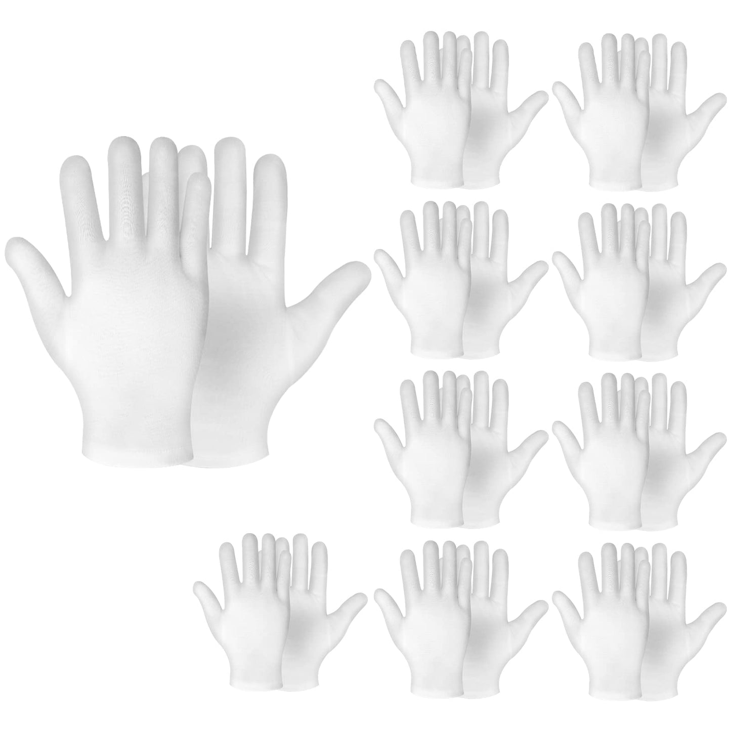Sibba 10 Pairs White Cotton Gloves for Women Men Moisturizing Gloves Overnight Bedtime Heal Eczema Sleeping Lotion Hand Spa Treatment Gloves Repair Rough Cracked Dry Chapped Hands Skin
