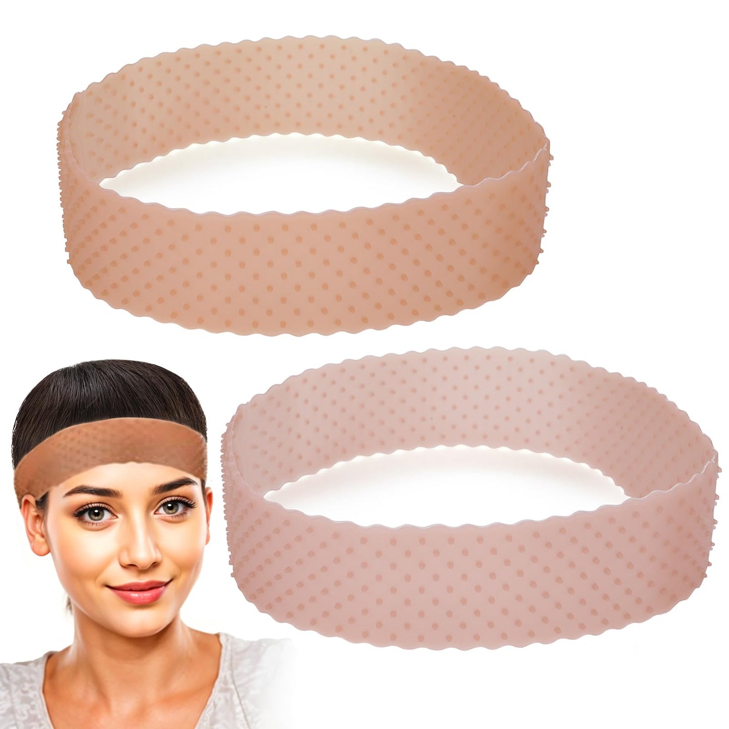 Wanmu 2Pcs Grip Band, Adjustable Seamless Headband for Women and Men, Silicone No-Slip Wig Grip, Sweat-proof Hold Cap for Lace Wigs