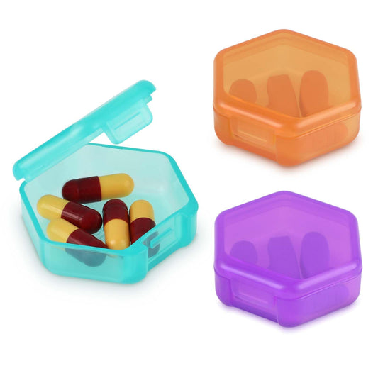 Sibba Pill Organizer Box 3 PCS Medicine Container Case Holder Monthly Medication Dispenser 2 Times A Day Daily Travel Portable Mini Storage Sorter Pillbox Reminder for Elderly(Multi-Colored)