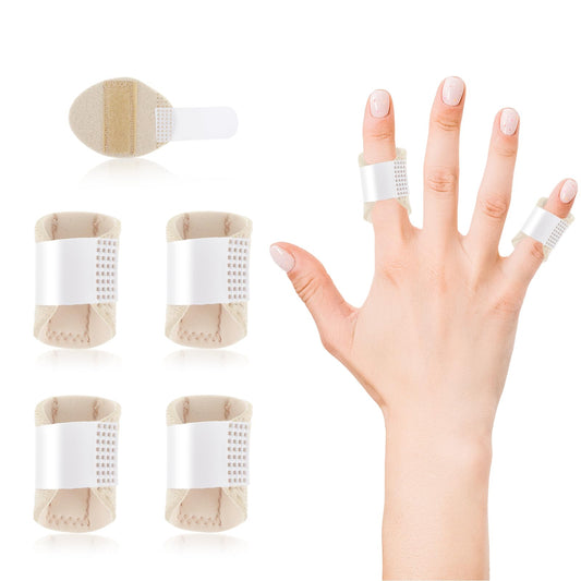 Sibba Thumb Finger Splints 5 Pcs Knuckle Brace Finger Sleeves Rings Adjustable Immobilization Stabilizer Breathable Hand Joint Support Fit Straightening, Arthritis, Sprained