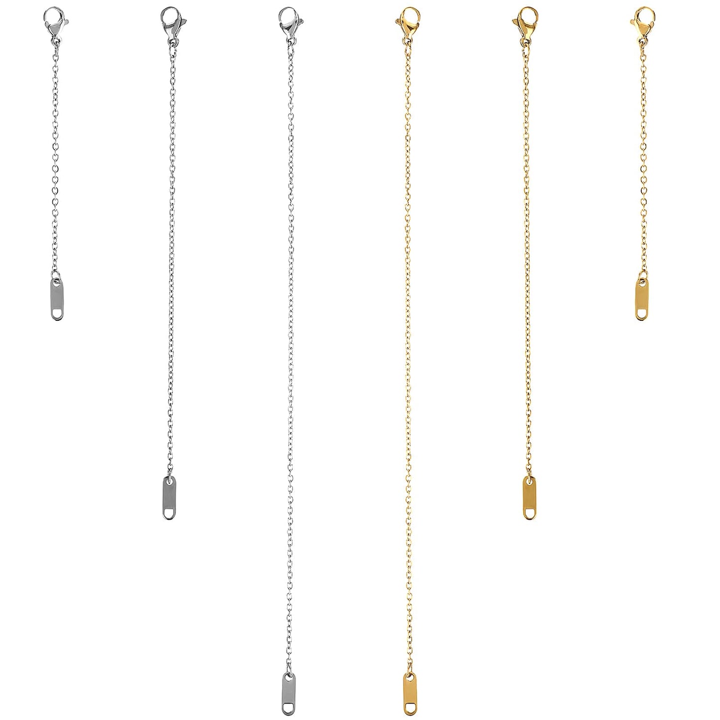 Dimeho 6 Pcs Necklace Extenders Gold and Sliver Plated Delicate Necklace Extender Chain Set Necklace Anklet Bracelet Extension with Lobster Clasps for Jewelry Making Women (2, 4, 6 Inches)