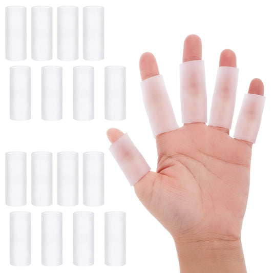Sibba Gel Finger Sleeve Protectors 16 Pcs Finger Rings Cushions Finger Cots Opening Compression Gloves Splints Bandaging Supplies Guard Cover for Cracking Corns Blisters Calluses