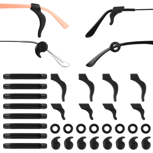 Sibba 16 Pairs Eyeglass Anti-slip Silicone Ear Clip Glasses Ear Grip Silicone Ear Hooks Retainers Eyeglass Holder Stoppers Eyewear Retainers Tips Sleeve Temple Retainer Fit Sunglasses Reading Sports