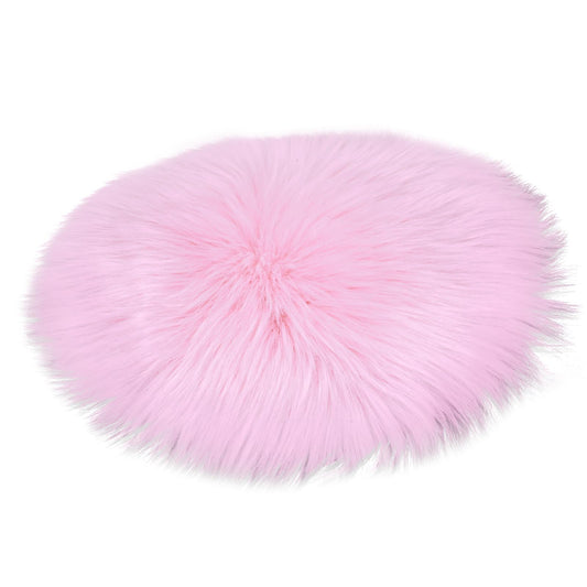 Sibba Bedroom Area Rug Fluffy Faux Fur Fuzzy Long Fireplace Hide Round Carpet Chair Cover Cushion Pad Plush Washable Table Cover Home Kitchen Decorative(11 Inch,Pink)