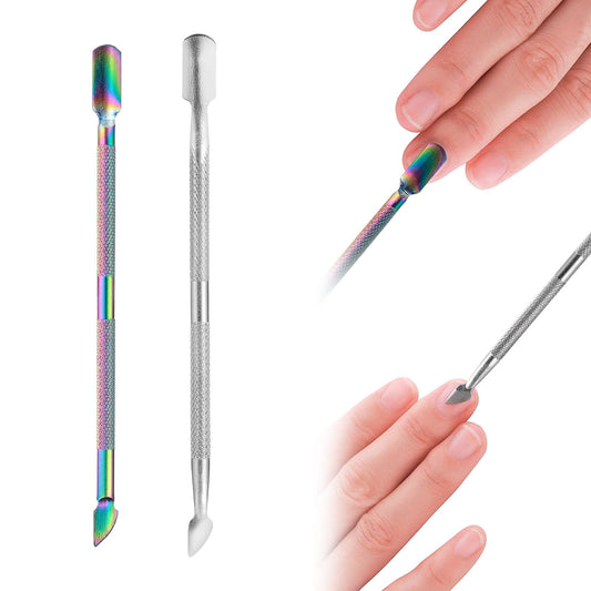 Sibba 2 Pcs Stainless Steel Cuticle Pusher Tool Nail Polish Nail Art Remover Tools Nail Scraper For Professional Uv Gel Nail Cuticle Cleaner Fingernails and Toenails Polish Pedicure Cuticle Trimmer