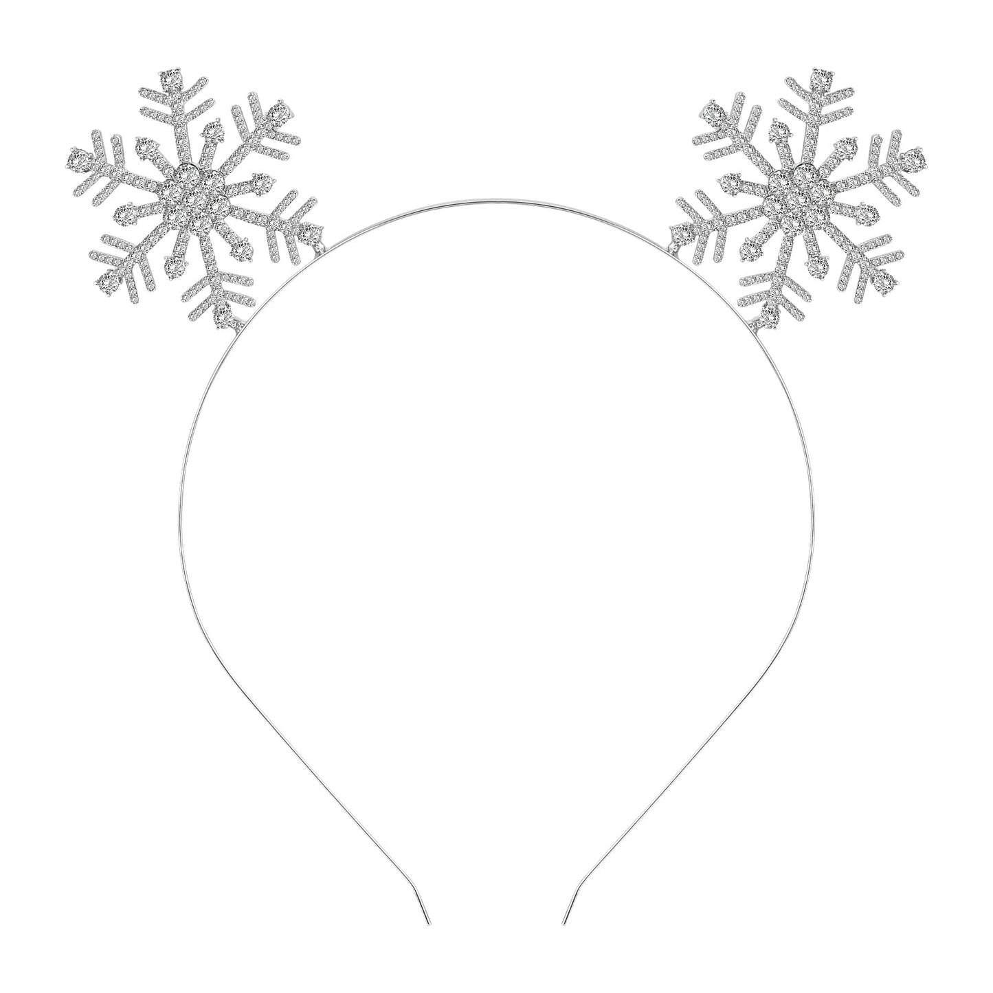Sibba Christmas Snowflake Headbands Xmas Rhinestone Hairbands Shinny Crystal Merry Christmas Crown Hair Hoop Holiday Party Tiara Headpiece, Silver