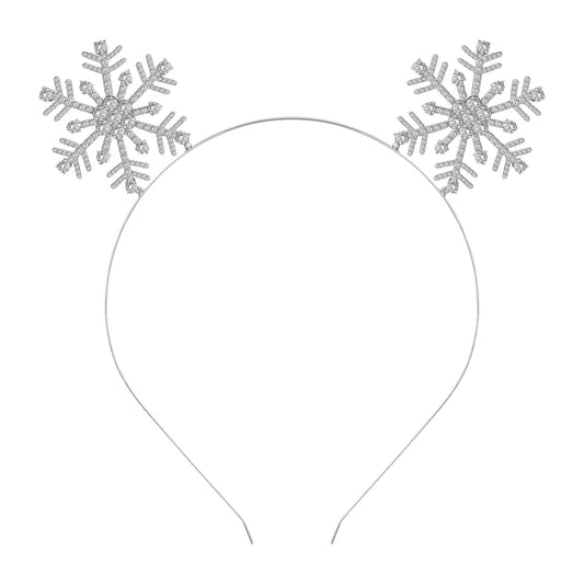 Sibba Christmas Snowflake Headbands Xmas Rhinestone Hairbands Shinny Crystal Merry Christmas Crown Hair Hoop Holiday Party Tiara Headpiece, Silver