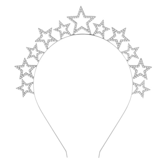 Sibba Star Headbands for Women Girls Cute Rhinestone Hairbands Shinny Crystal Party Headpiece Crown Wedding Hair Accessories Hair Hoop Holiday Party Tiara Headwear Head Band