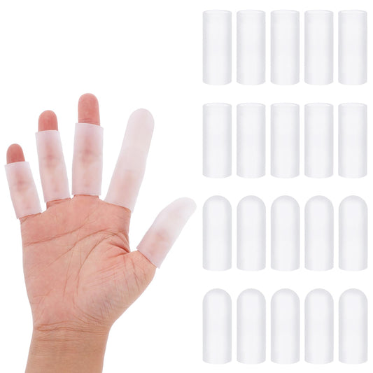 20 PCS SEBS Finger Sleeves, Finger Sleeve Cushions and Protects for Arthritis Finger Pain, Thumb Finger Tubes Silicone Fingers Cots for Finger Cracking Corns Blisters and Calluses
