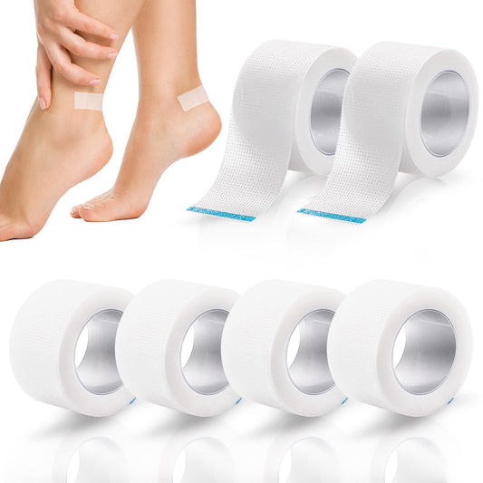 Sibba Adhesive Medical Tape Bandages Mouth Wound Care Products Micropore Strips Paper Sensitive Skin First Aid for Body Chest Bandage Tear Roll Blister Bondage Scar Closure (6 Pieces Transparent)