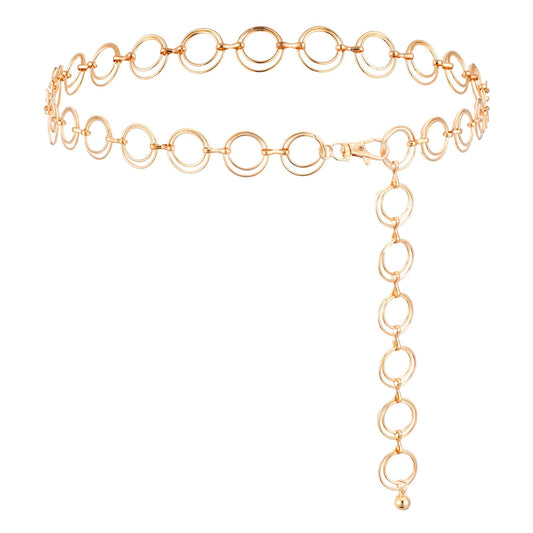 COMNICO Metal Waist Chain for Women, Waist Chain Belt, Women's Metal Link Chain Belt, Adjustable Waist Chain Belt, Dangling Decorated Waist Belt for Jeans Dresses