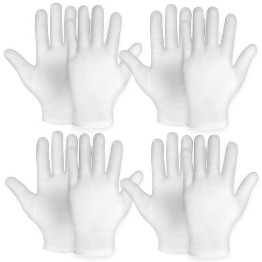 Sibba 4 Pairs Moisturizing Gloves White Cotton Gloves Overnight Bedtime Heal Eczema Sleeping Lotion Hand Spa Treatment Gloves Repair Rough Cracked Dry Chapped Hands Skin (XL, 4)