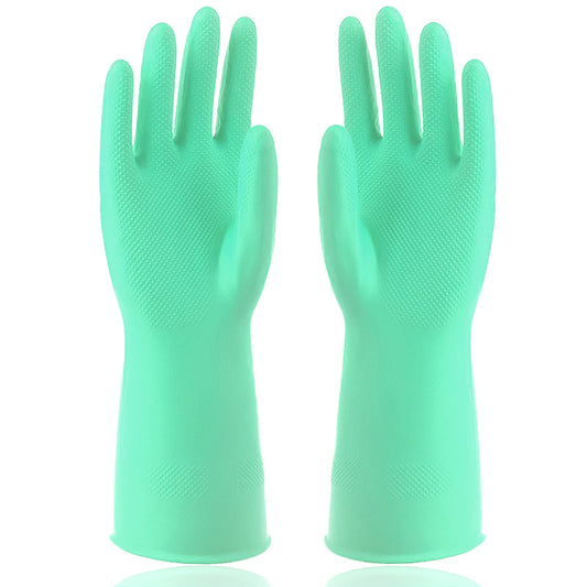 WLLHYF 1 Pair Cleaning Gloves for Household Kitchen Dishwashing Waterproof Flexible Durable Reuseable Emulsion Glove for Kitchen Dishwashing, Bathroom Cleaning (Green M)