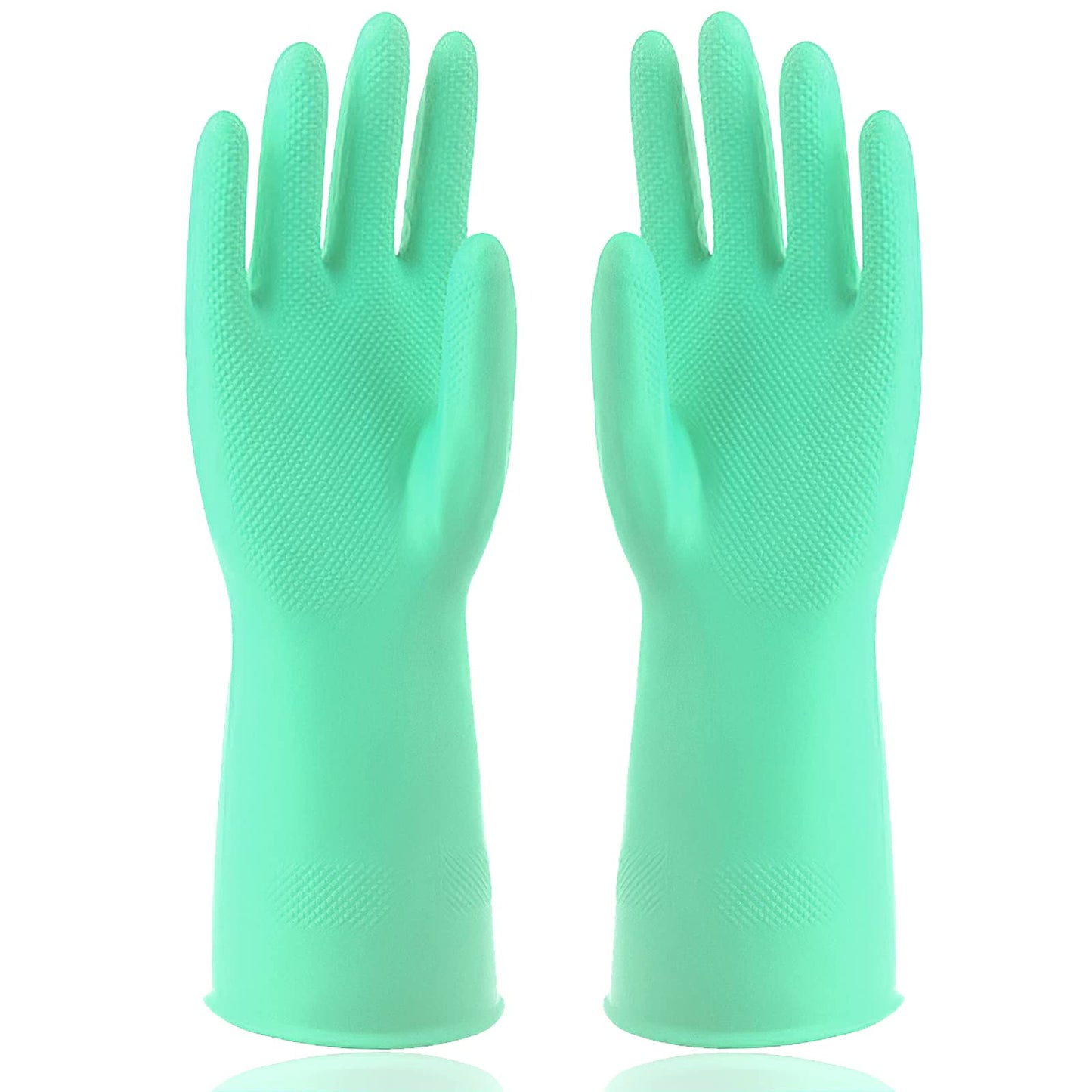 WLLHYF 1 Pair Cleaning Gloves for Household Kitchen Dishwashing Waterproof Flexible Durable Reuseable Emulsion Glove for Kitchen Dishwashing, Bathroom Cleaning (Green M)