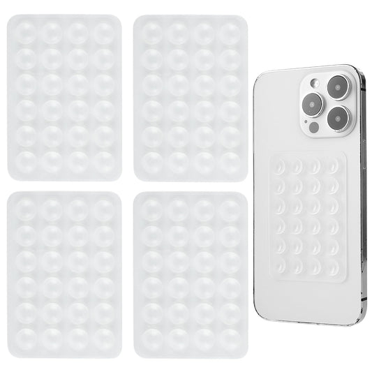 4PCS Silicone Suction Phone Case Adhesive Mount, Suction Cup Phone Mount, Strong Adhesion Holder with Backing, Hands Free Phone Accessory Holder for Selfies Videos, Non Slip Sticky Phone Grip(White)