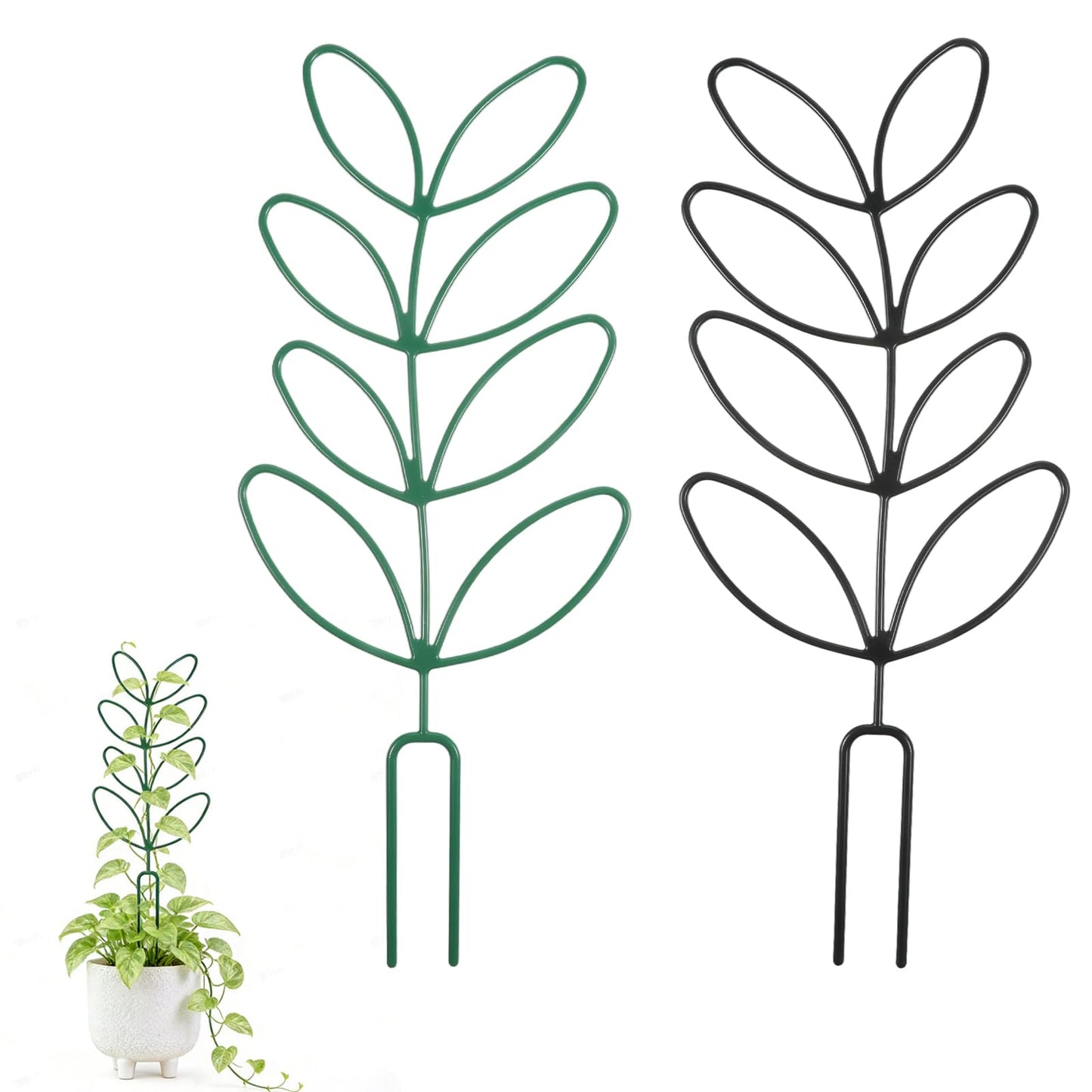 Qianyu Pack of 2 Trellis for Indoor Plants, Garden Plant Support, Leaf-shaped Potted Plants Trellis, Small Plant Trellis for Monstera Hoya Garden Flowers Plants Ivy Wine Roses