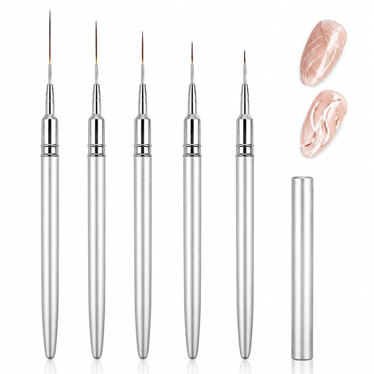 Qianyu 5 PCS Nail Art Liner Brushes Gel Polish Painting Nail Design Brush
