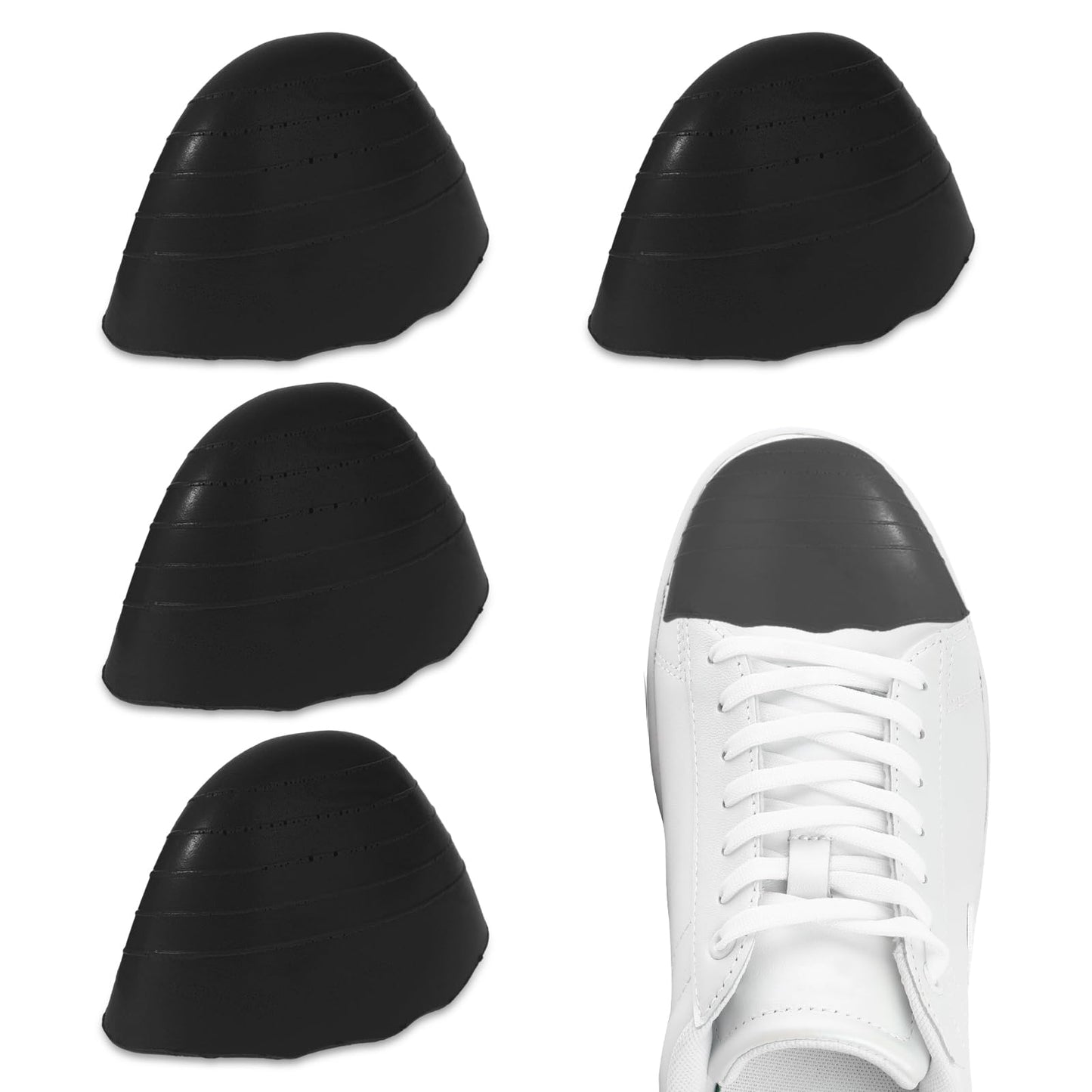 Shoe Filler Inserts for Loose Shoe, 4 PCS Toe Cushion Fillers Make Shoe fit, Shoe Inserts for Shoes That are Too Big, Shoe Size Reducer for Women Men High Heels Flats (Black, Round)